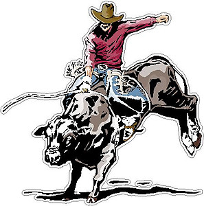 Cowboy riding Cow, Full color decal