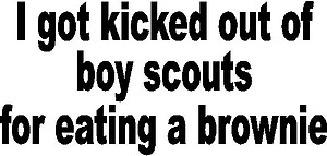 I got kick out of the boy scouts for eating a brownie, Vinyl decal sticker 
