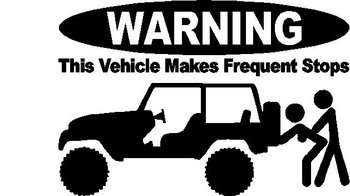 WARNING, This vehicle makes frequent stops, Jeep, Vinyl cut decal