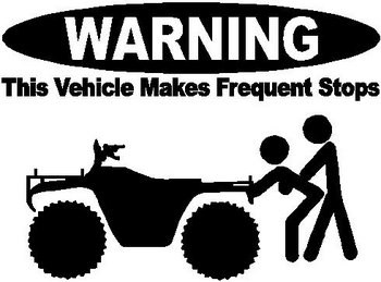 WARNING, This vehicle makes frequent stops, Quad, Vinyl cut decal