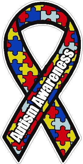 Austism Awareness Ribin, full color Vinyl decal sticker